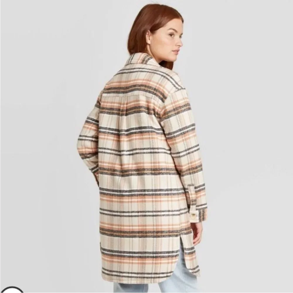 NWT Universal Thread Mid Length Plaid Shirt Jacket Size XS